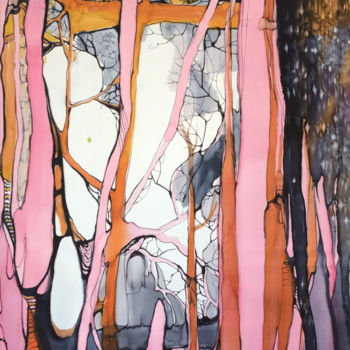 Картина под названием "осенняя фантазия" - Татьяна Шутова, Подлинное произведение искусства, Ткань Установлен на картон