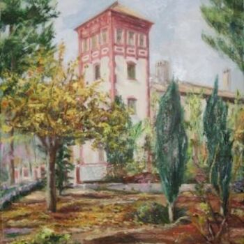 Pintura titulada "Jardín de Villa Ros…" por Mª Teresa Silvestre, Obra de arte original