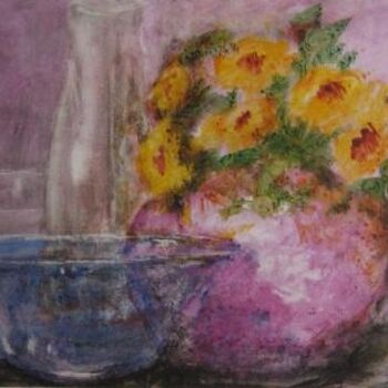 Pintura titulada "Cristal con flores…" por Mª Teresa Silvestre, Obra de arte original
