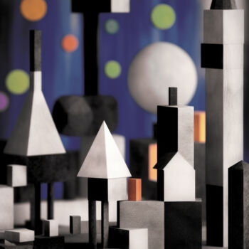 Digitale Kunst mit dem Titel "Night Town 05" von Tsomi, Original-Kunstwerk, 2D digitale Arbeit