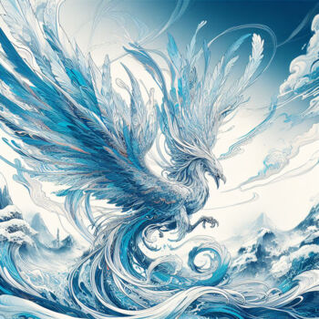 Arts numériques intitulée "Le Phoenix des cieu…" par Tsuiho, Œuvre d'art originale, Image générée par l'IA
