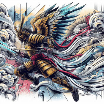 Digital Arts titled "L'ange guerrier de…" by Tsuiho, Original Artwork, AI generated image