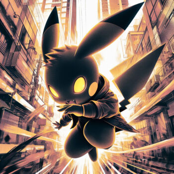 Цифровое искусство под названием "Dark Pikachu" - Tsuiho, Подлинное произведение искусства, Изображение, сгенерированное ИИ