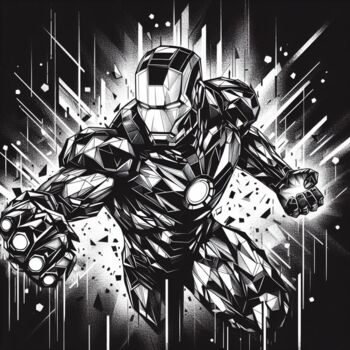 Digital Arts titled "Graphical iron man" by Tsuiho, Original Artwork, AI generated image