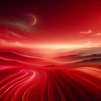 Arts numériques intitulée "Horizon rouge" par Tsuiho, Œuvre d'art originale, Image générée par l'IA