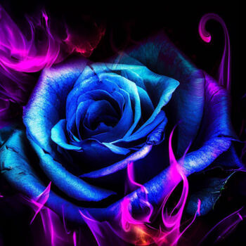 Arts numériques intitulée "Rose incandescente" par Tsuiho, Œuvre d'art originale, Image générée par l'IA