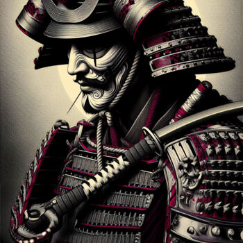 Arts numériques intitulée "Rétro samouraï" par Tsuiho, Œuvre d'art originale, Image générée par l'IA