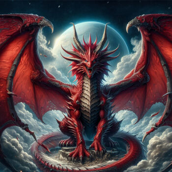 Digital Arts titled "Le grand dragon rou…" by Tsuiho, Original Artwork, AI generated image