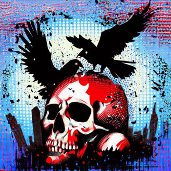 Arte digitale intitolato "Le crâne, les corbe…" da Tsuiho, Opera d'arte originale, Immagine generata dall'IA
