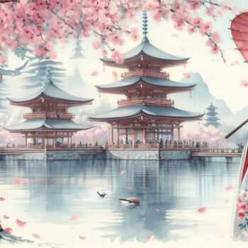 "une geisha, le japo…" başlıklı Dijital Sanat Tsuiho tarafından, Orijinal sanat, AI tarafından oluşturulan görüntü