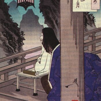 Incisioni, stampe intitolato "La Lune de Ishiyama" da Tsukioka Yoshitoshi, Opera d'arte originale, Xilografia