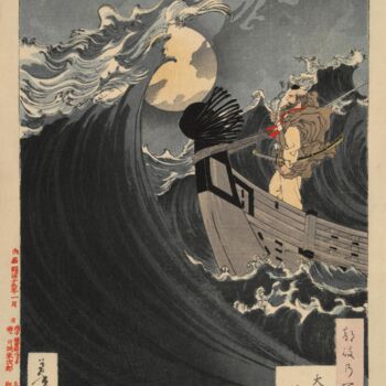 Estampas & grabados titulada "Benkei calme les va…" por Tsukioka Yoshitoshi, Obra de arte original, Xilografía