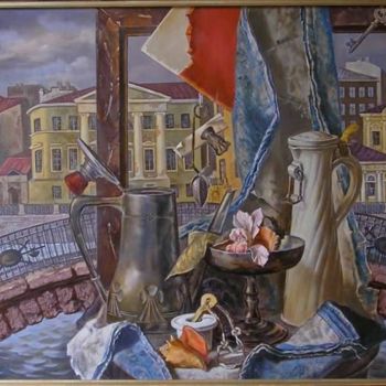 Painting titled "Bridge" by Olga Tsutskova, Original Artwork