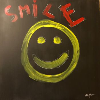 Pittura intitolato "Smile su sfondo ner…" da Pietro Marro, Opera d'arte originale, Acrilico