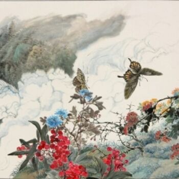 Pittura intitolato "The alpine butterfl…" da Tsz Mei Wong, Opera d'arte originale, Olio