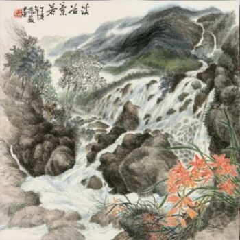 绘画 标题为“Orchids growing in…” 由Tsz Mei Wong, 原创艺术品, 油