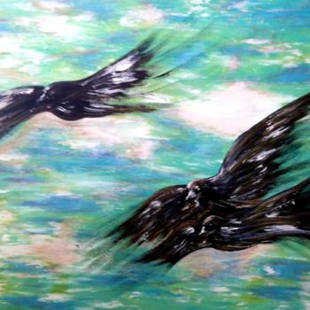 Malarstwo zatytułowany „LIKE BIRDS AND CLOU…” autorstwa Tsz Shan Hui, Oryginalna praca, Akryl