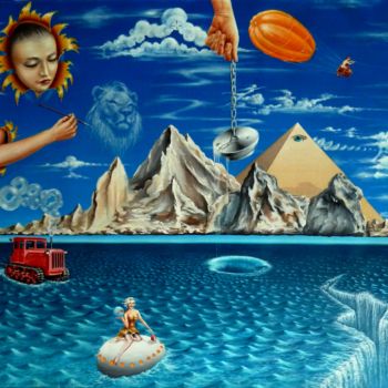Картина под названием "сюрреализм на море" - Anatol Podufaloff, Подлинное произведение искусства, Масло