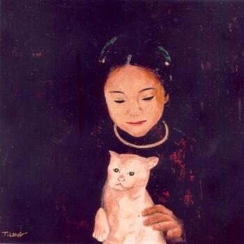Painting titled "The little girl wit…" by Tuan Long Tran, Original Artwork