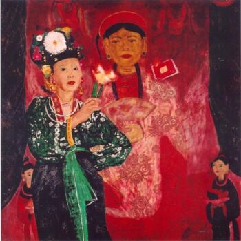 Malerei mit dem Titel "Call to spirit II" von Tuan Long Tran, Original-Kunstwerk