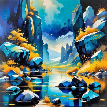 Arte digital titulada "Blue Stream Blue" por Tucari P, Obra de arte original, Pintura Digital