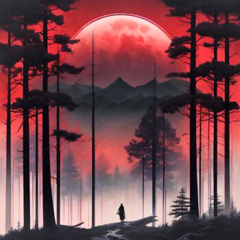 Digital Arts titled "Alone In the Woods" by Tucari P, Original Artwork, Digital Painting