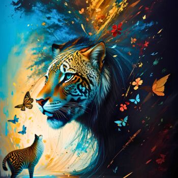 Arts numériques intitulée "Tiger Talk" par Tucari P, Œuvre d'art originale, Peinture numérique