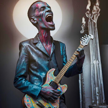 Digitale Kunst getiteld "The Blues Man" door Tucari P, Origineel Kunstwerk, Digitaal Schilderwerk
