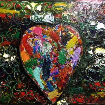 Painting titled "Corazón Vivo Metáli…" by Tucks, Original Artwork, Acrylic