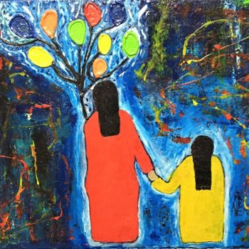 Картина под названием "Amor de Madre a Hija" - Tucks, Подлинное произведение искусства, Акрил