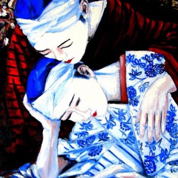 Peinture intitulée "Geishas" par Tudury Gallery, Œuvre d'art originale, Huile