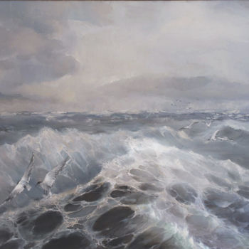 Painting titled "Facing a storm toge…" by Aleksandrs Tugajs, Original Artwork, Oil