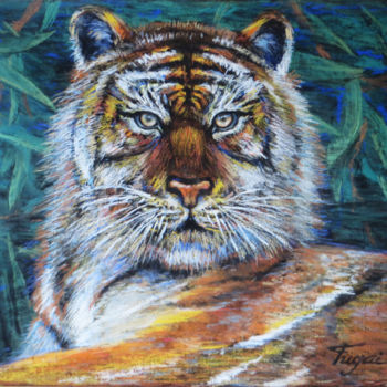 Painting titled "Tiger" by Aleksandrs Tugajs, Original Artwork, Pastel