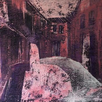 Malerei mit dem Titel "Abendstadt" von Irina Tukkaeva, Original-Kunstwerk, Acryl