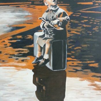 "Savaştan kaçan çocuk" başlıklı Tablo Tuncay Cicek tarafından, Orijinal sanat, Petrol
