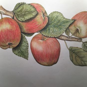 Dibujo titulada "die Äpfel" por Tomrisart, Obra de arte original, Conté