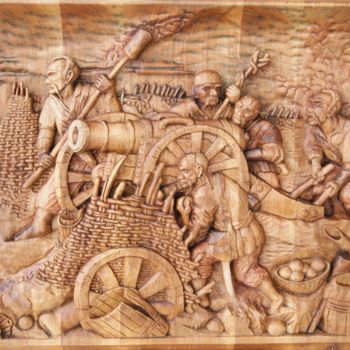 Skulptur mit dem Titel "Siege of Zhvanets (…" von Vitalii Horiuk, Original-Kunstwerk, Holz