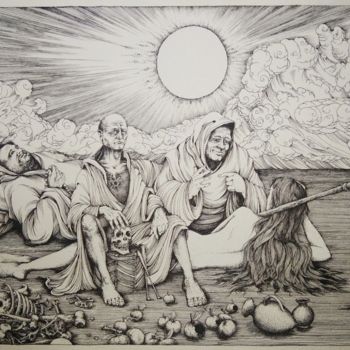 Drawing titled "Беседы о смысле жиз…" by Kirill Chasovskikh, Original Artwork, Ink