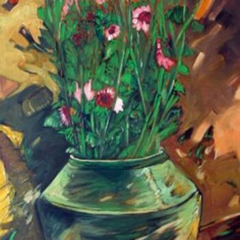 "Vazoda çiçekler" başlıklı Tablo Turan Enginoğlu tarafından, Orijinal sanat