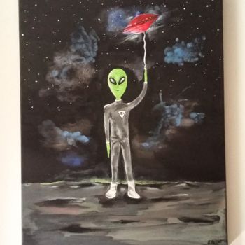 Painting titled "Alien baloon" by June Sailor, Original Artwork, Acrylic