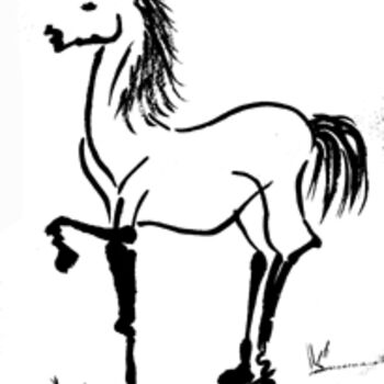Картина под названием ""Le cheval perfide"" - Galerie Jean-Luc Turlure, Подлинное произведение искусства, Масло