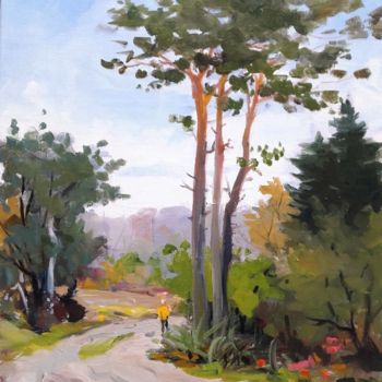 Painting titled "Chemin tournant" by Herve Turpin, Original Artwork, Oil