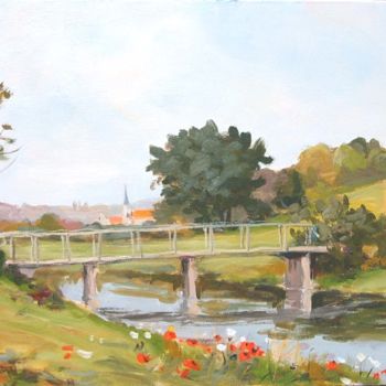 Painting titled "LA PASSERELLE" by Herve Turpin, Original Artwork, Oil
