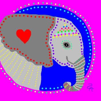 Arte digitale intitolato "Elephant Song" da Zoe Ann Nishimuta, Opera d'arte originale