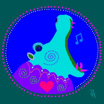Arte digitale intitolato "Hippopotamus Song" da Zoe Ann Nishimuta, Opera d'arte originale