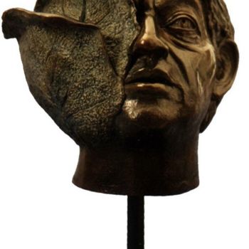 Sculpture intitulée "L'Homme à la tête d…" par Turzo, Œuvre d'art originale, Bronze