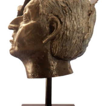 Скульптура под названием "L'Homme à la tête d…" - Turzo, Подлинное произведение искусства, Бронза