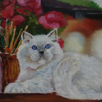 Картина под названием "Кот художника" - Евгения Смоленская, Подлинное произведение искусства, Масло