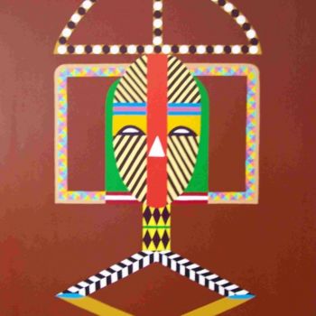 Pintura intitulada "MASQUE AFRICAIN" por Thierry Vaudein, Obras de arte originais, Outro