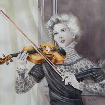 Pittura intitolato "Stradivarius" da Tvdp Aquarelliste, Opera d'arte originale, Acquarello